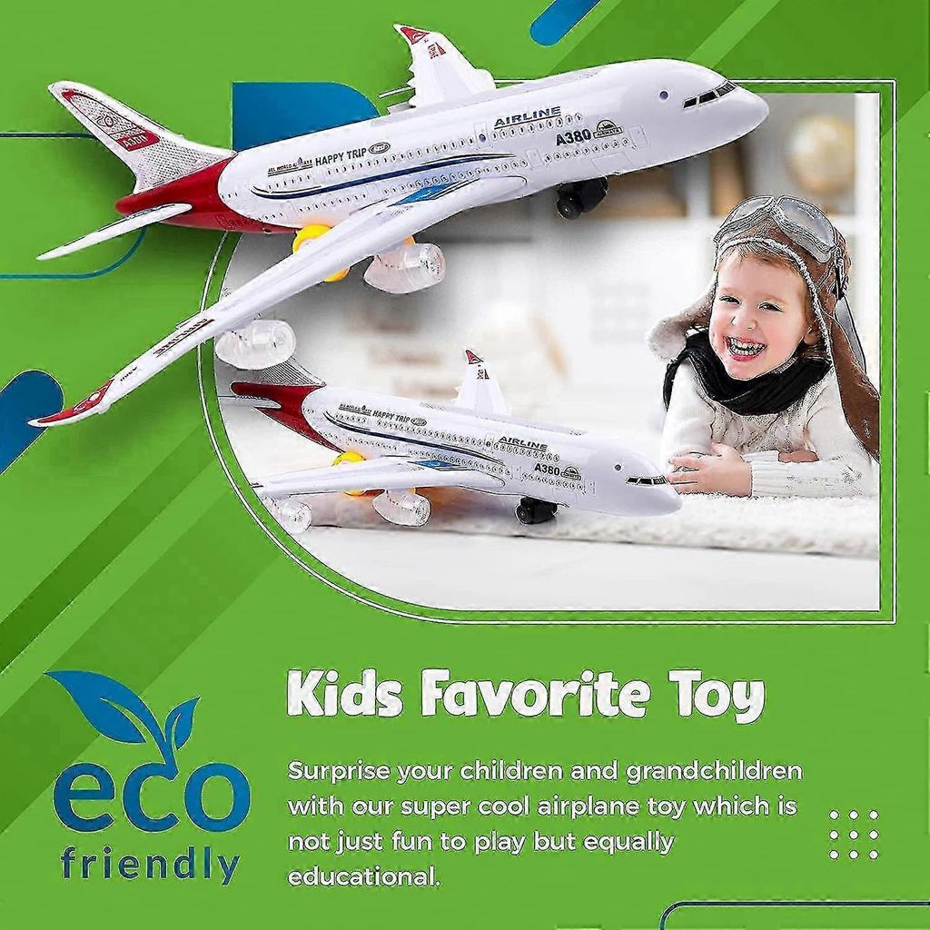 Giocattoli Aereo 2025 Per Bambini, Azione Bump And Go, Aereo Giocattolo per Bambini Piccoli Con Luci Lampeggianti LED e Suoni Per Bambini e Bambine dai 3 ai 12 Anni (airbus A380)
