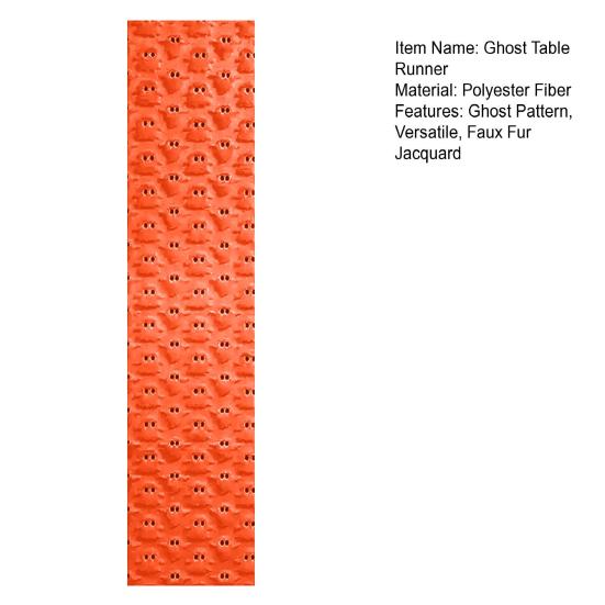 Ghost Pattern Table Runner Plush Faux Fur Jacquard Table Flag Halloween Decoration Halloween Party Supplies