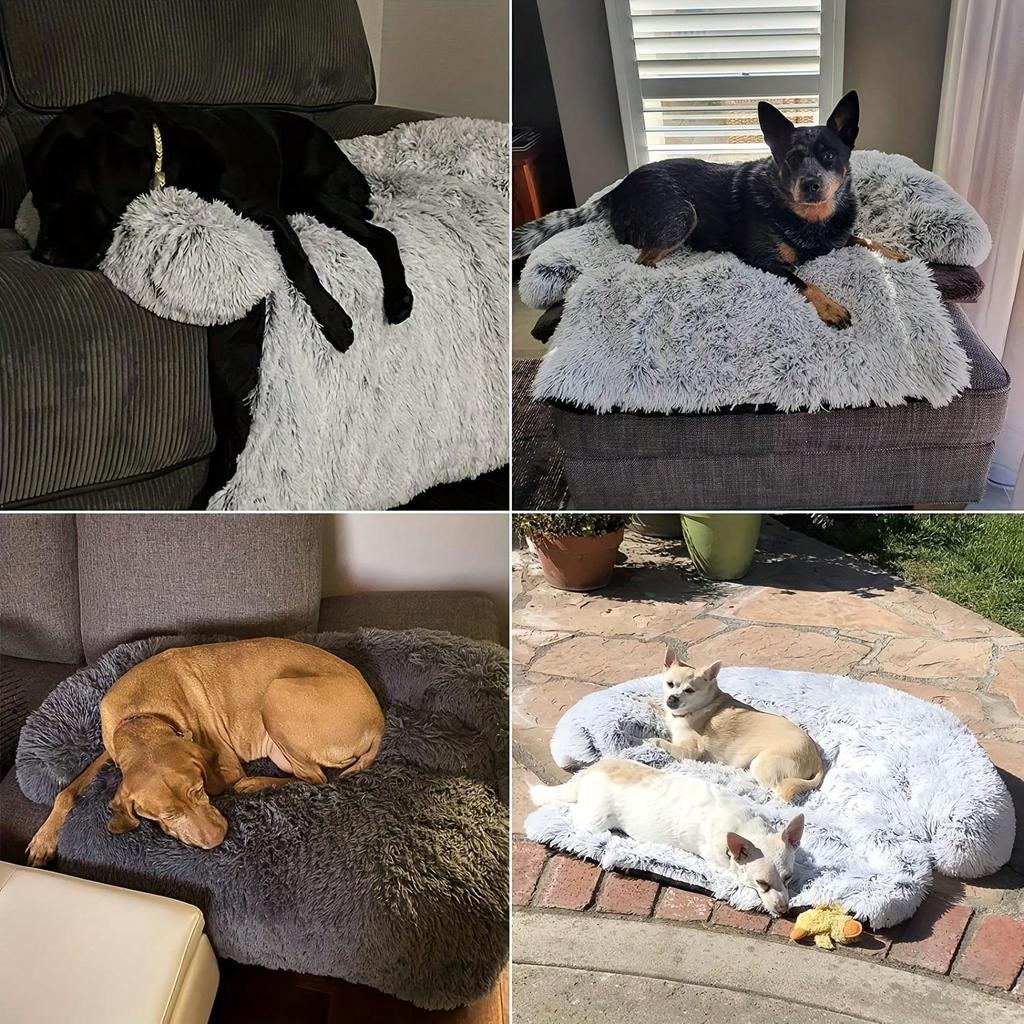 1Pc Plush Dog Bed Soft Dog Cushion Dual Purpose All-In-One Kennel Cushion Pet Sleeping Pad Cushion Sofa Protector Washable