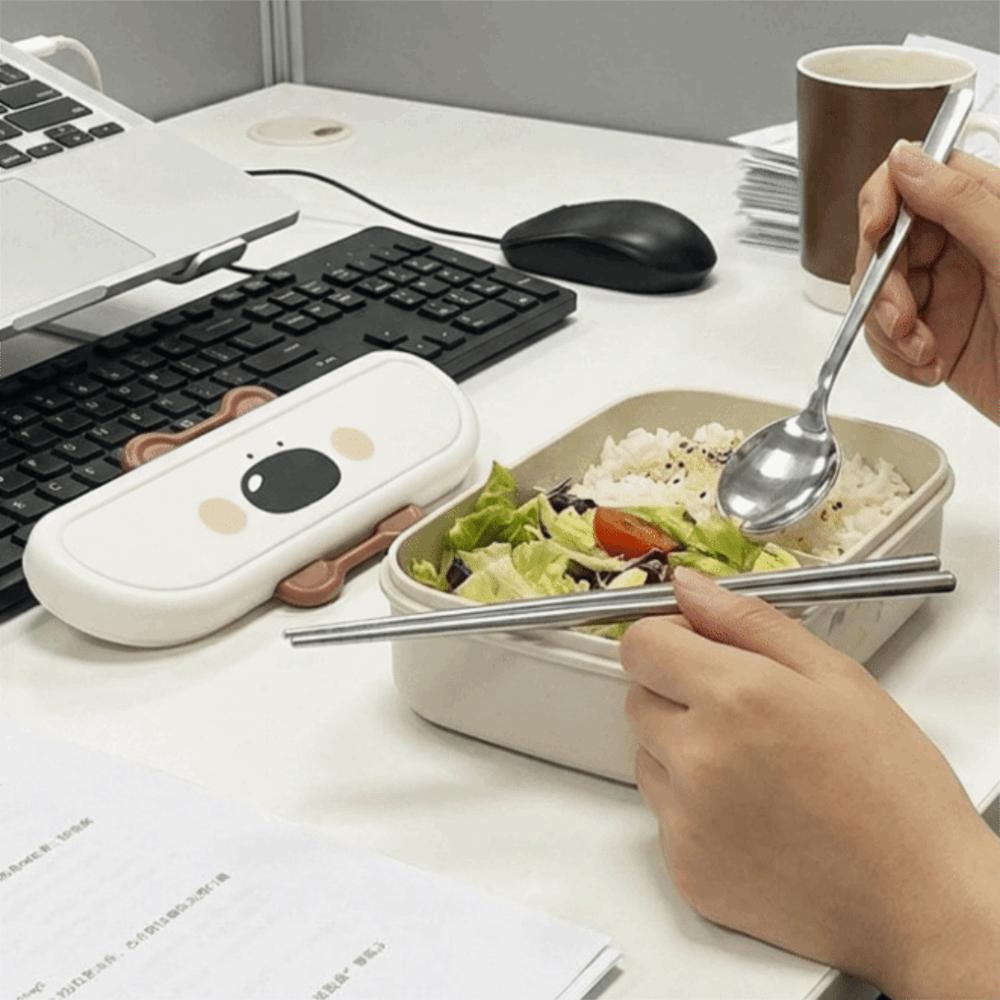 Cartoon Stainless Steel Cutlery Sets Portable Travelling Dinnerware Set School