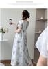 2026 Summer Floral Print Waist-Cinched Long Maternity Dress