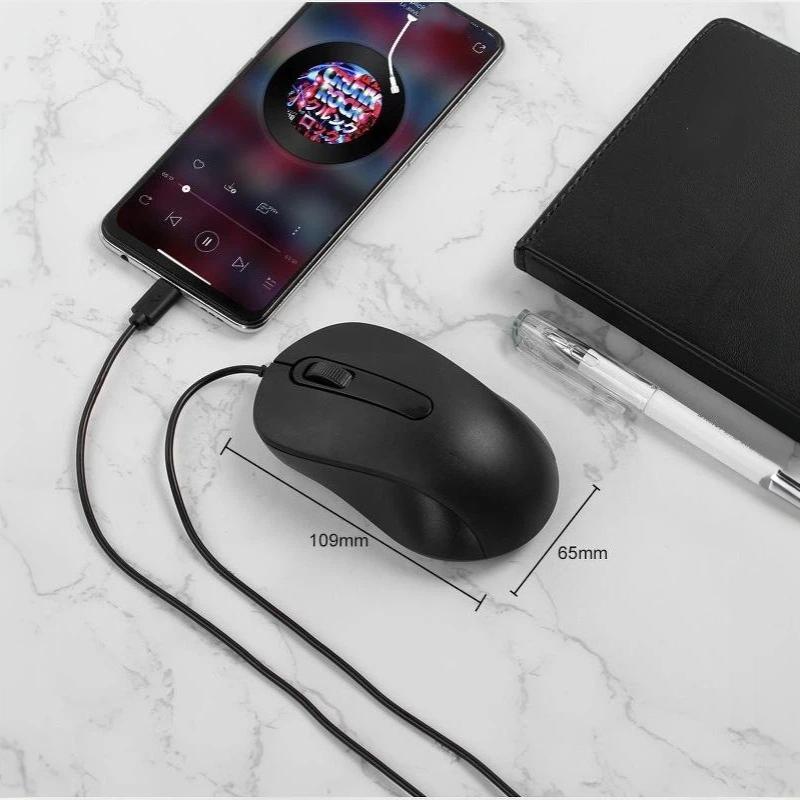 Usb C Wired Mouse Silent Click 1000Dpi Type-C Mouse For Laptop/Tablet/Phone Compatible With /Windows/Android Plug And Play