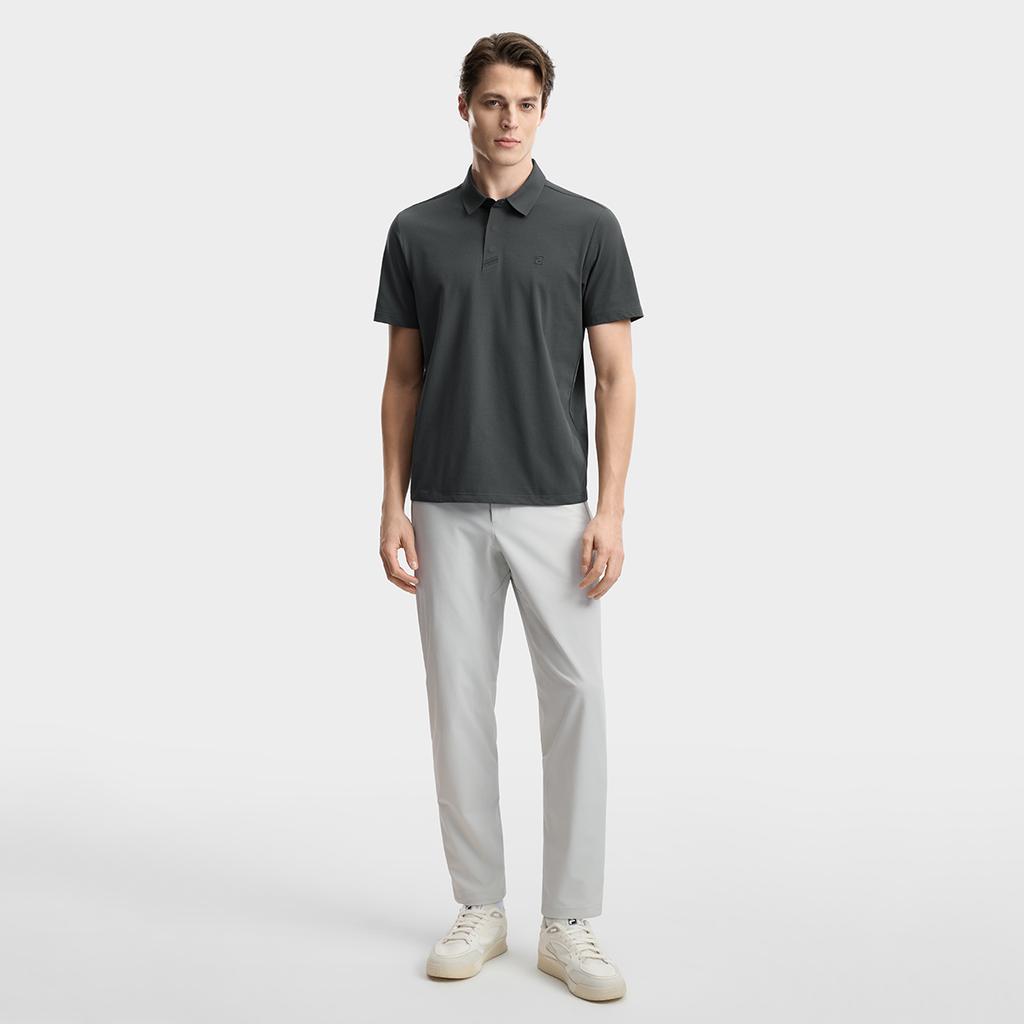 Fila F.C. Classic Minimalist Basic Casual Light Business Versatile Comfortable Knitted Short Sleeve Polo Shirt Men Tops Shadow-Gray F11M621103FCC