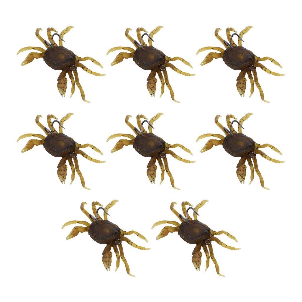 8Pcs Artificial Crab Bait 13cm 33.5g Simulation Crab Soft Lure Fishing Bait with Hooks for Freshwater Saltwater Yello