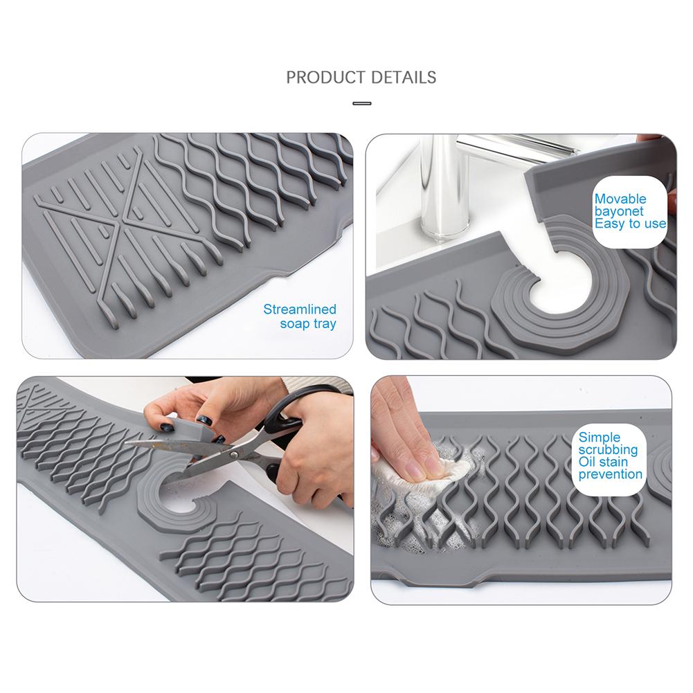 Silicone Sink Splash Guard Portable Adjustable Water Splash Catcher Mat Thickened Splash Proof for Bathroom Kitchen