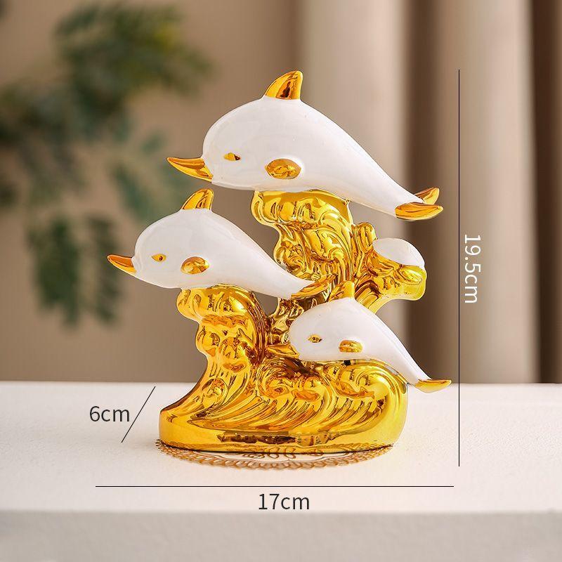 

Modern Creative Dolphin Statue Ceramic Accessories Home Bedroom Desk Cabinet Decoration Items Office Cafe Table Sculpture Decor