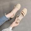 2025 New Korean Style Women's Wedge Heel Sandals: Comfortable Pointed Toe Buckle Linen Casual Sandals