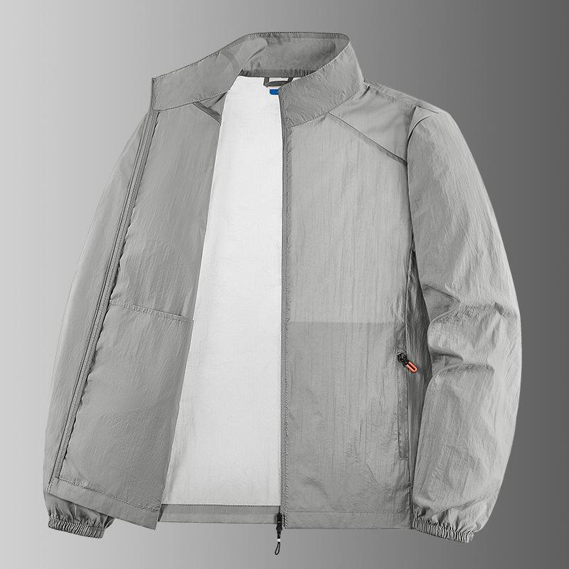 Men's Summer Thin Simple Color Outdoor Loose Large Size Hooded Sunscreen Jacket Jacket