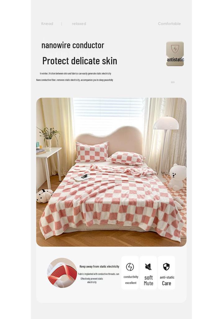 Cross-border Flannel Plaid Milk Velvet Summer Air Conditioning Blanket