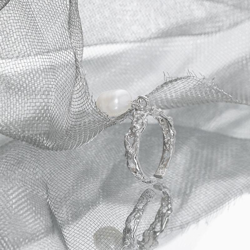WuQie Delicate 925 Silver with Baroque Freshwater Pearl Rings Jewelry Women