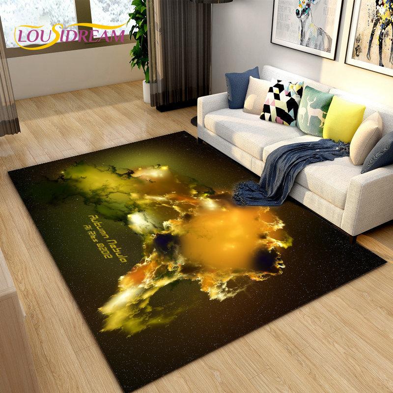 Tappeto Area Stelle Spazio Universo Galassia, Tappeto per Soggiorno Decorazione Camera dei Bambini, Tappetino Antiscivolo per Gioco e Gattonamento Bambini