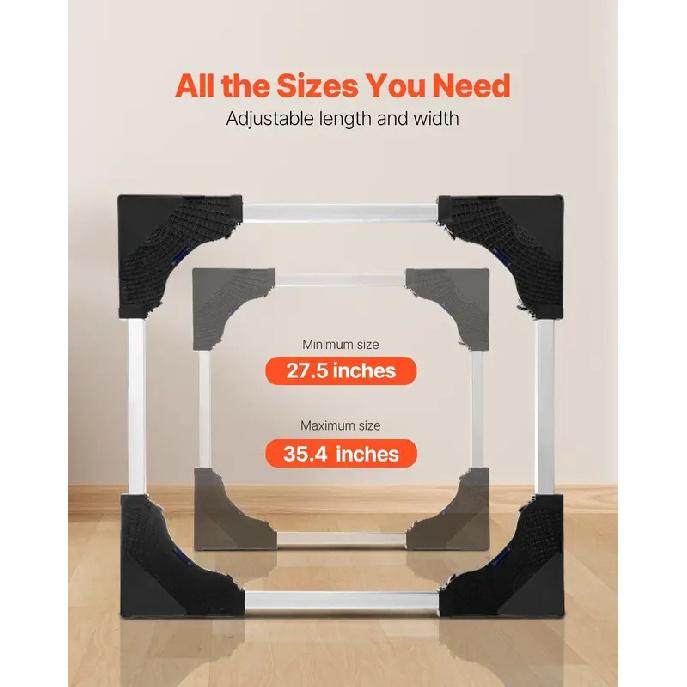 Fridge Stand Mobile Base, 1100 lbs Load Capacity, Washing Machine Stand with 8 Locking Twin Wheels and 4 Brakes, 27.5 -35.4