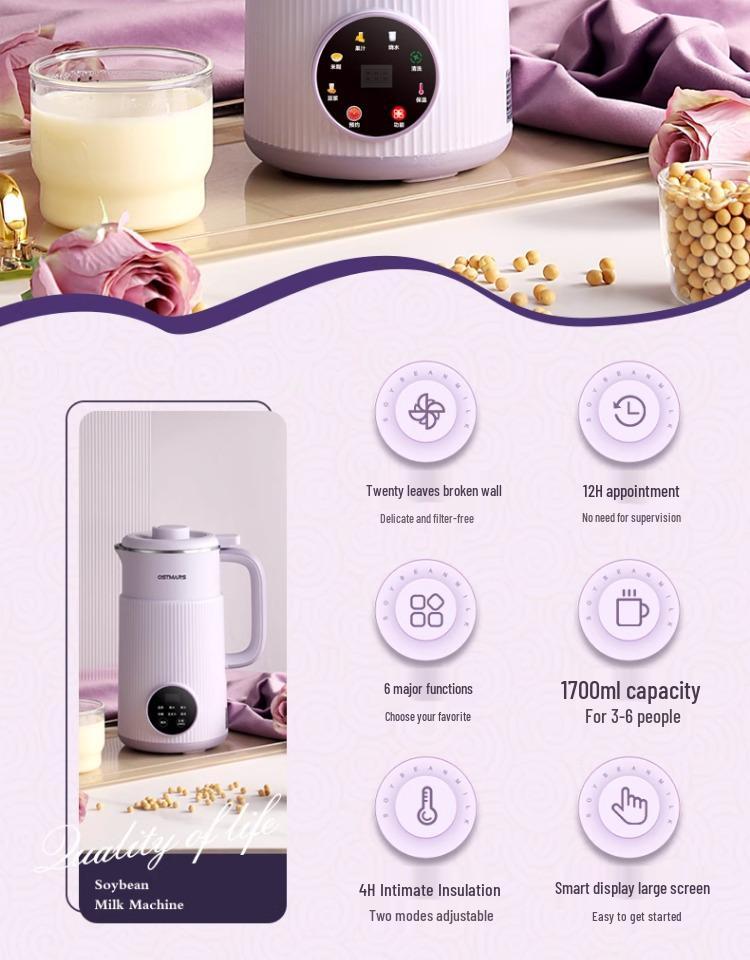 OSTMARS Automatic Soy Milk Maker: Compact, Multi-functional, No-cook, No-filter, Blending, Crushing Machine.