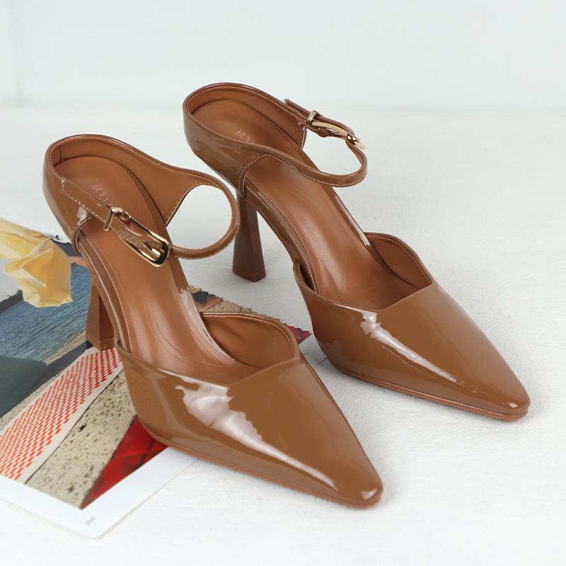 Fashion New Spring Ankle Strap Woman High Heels Sandals Elegant Shallow Mouth Luxury Office Lady Pumps Party Dress Slingbacks Stilettos