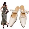 High heels women's summer new bag head one-word strap sandals pointed heels versatile outer slippers