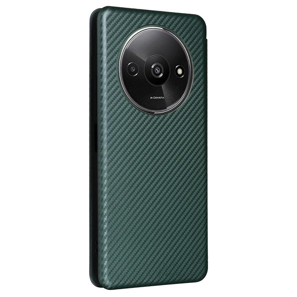 For Xiaomi Redmi A3/Poco C61 4G Protective Case Leather Carbon Fiber Texture Magnetic Phone Cover
