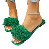 Crochet Flower Slide Sandals Woman Summer Pink Blue Floral Mule Slippers Ladies Rainbow Color Outdoor Vacation Slip-on Flat Shoe