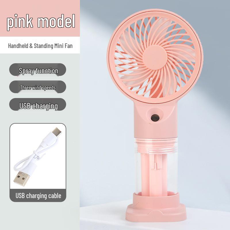 Adorable Cartoon USB Rechargeable Handheld & Desktop Fan Spray Fan