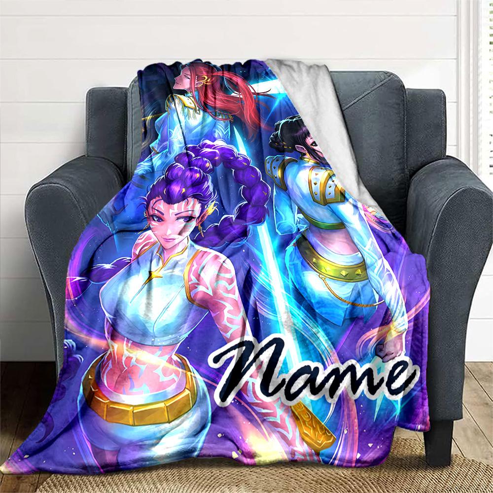 Customizable KPop Demon Hunters9 Throw Blanket – Personalized Name, All-Season Cozy Snug Blanket, Machine Washable, Personalized Blanket