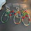 Handmade Green Beaded Flower Phone Chain With Crystal Tassels For Women And Men