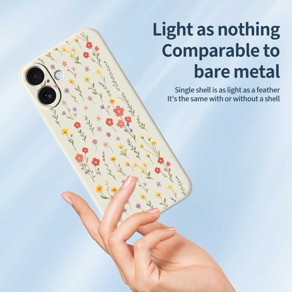 For iPhone 17 Case Flowers and Grass Pattern Printing Straight Edge TPU Phone Back Cover