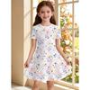 Girl Ice Princess Printed T-shirt Dress Pink Blue Gradient Sparkling Casual Dress Suitable for Parties Birthdays and Gift Giving