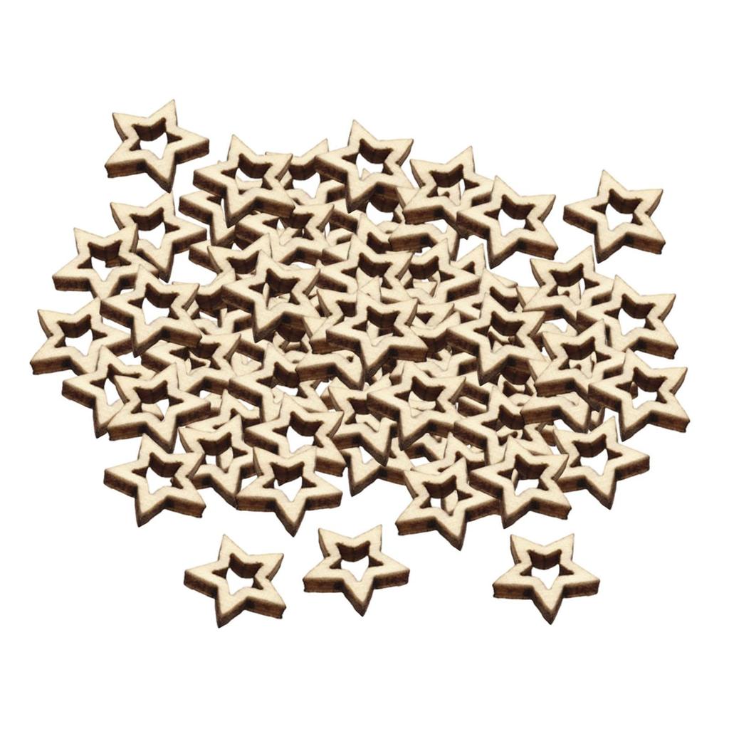 100 Hollow Wood Stars, Versatile Cutouts And Decorations for Year-round Celebrations Christmas