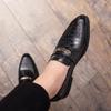 Men's Casual Business Shoes Embossed Leather Mens Classic British Style Horsebit Loafers Moccasins Men Party Wedding Flats
