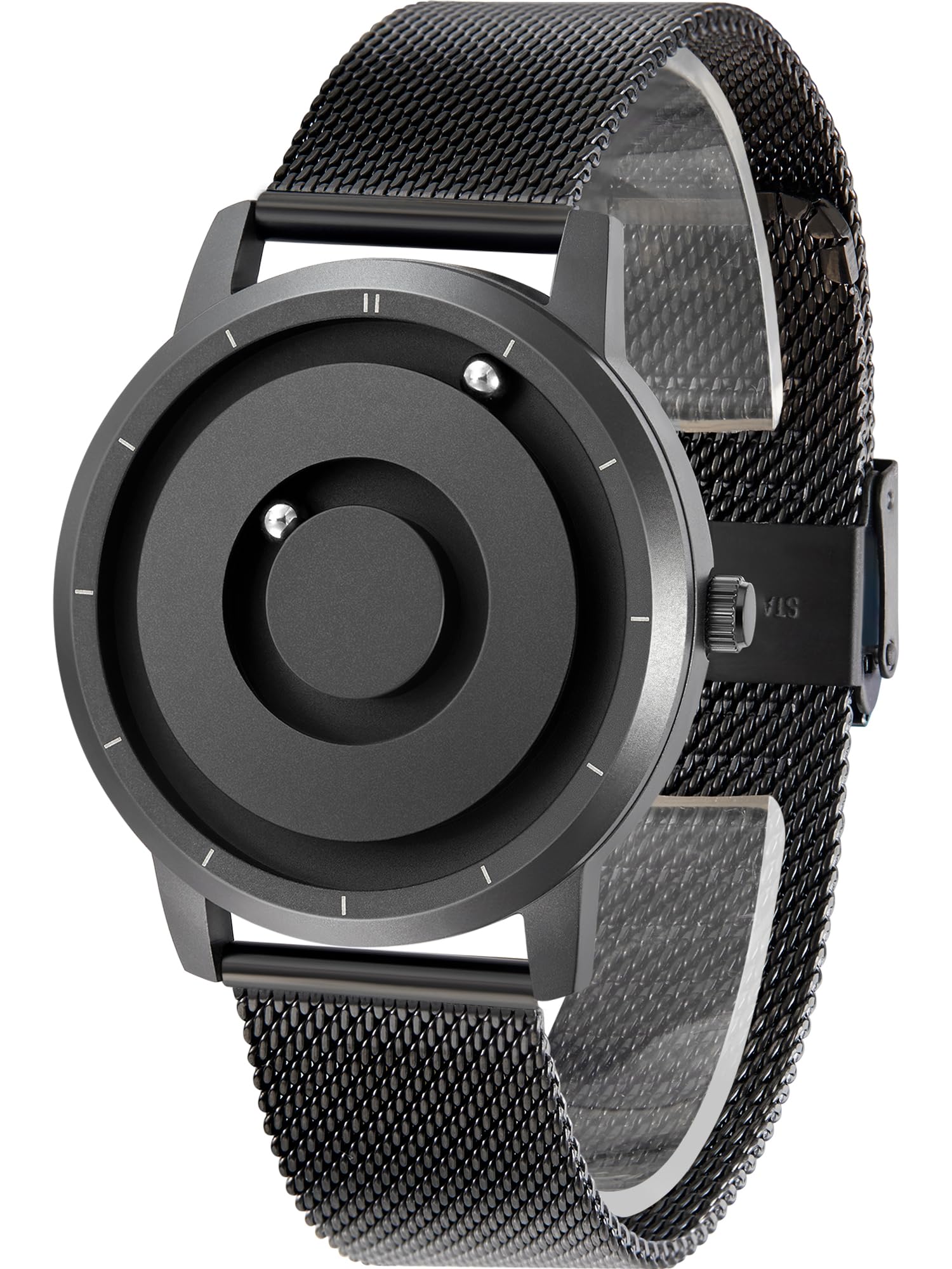 

EUTOUR Magnetic Wristwatch Men Quartz Minimalist Casual Waterproof 40MM Black Dial Black Stainless Steel Mesh Band