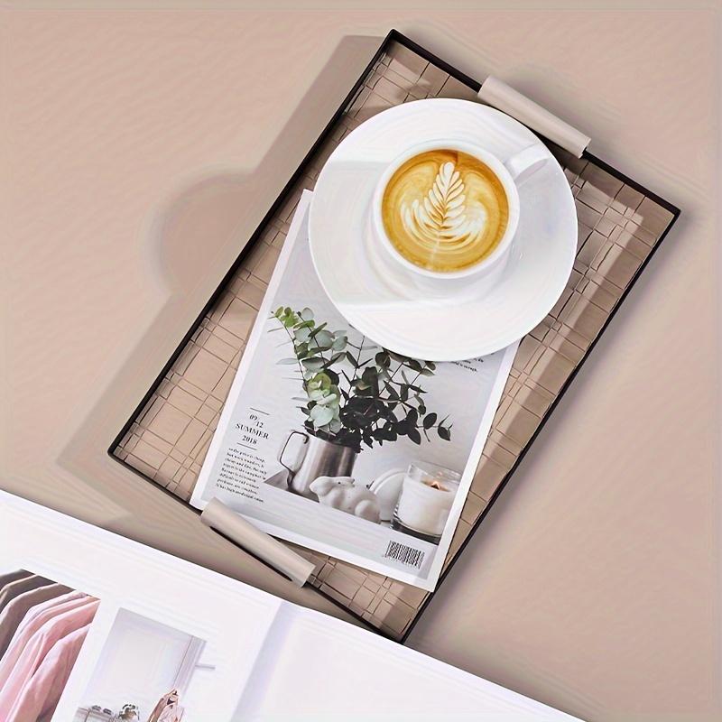 1pc Metal Jewelry Tray with Braided Leather Mat, Rectangular Tabletop Organizer for Skincare, Cosmetics, and Key Storage, Multipurpose Use for Home