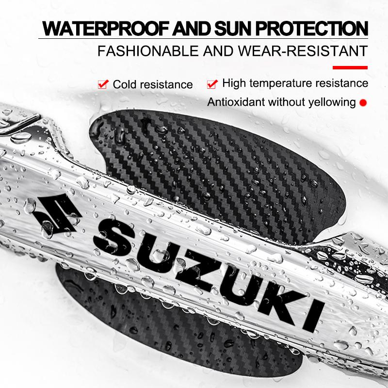 8pc Car Door Sticker Carbon Fiber Scratches Auto Handle Protection Film For Suzuki Jimny GW250 Samurai Vitara Swift Baleno SX4 Ignis Alto Splash Swace