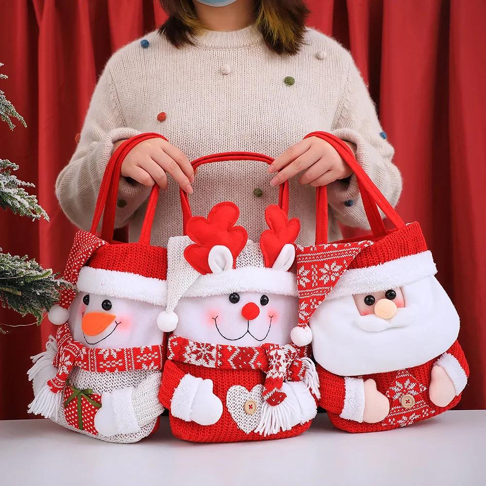 Hot Sale Children Christmas Gift Bag Christmas Eve Cartoon Candy Gift Bags Can Be Used for The Big Holiday Christmas Tote Bags