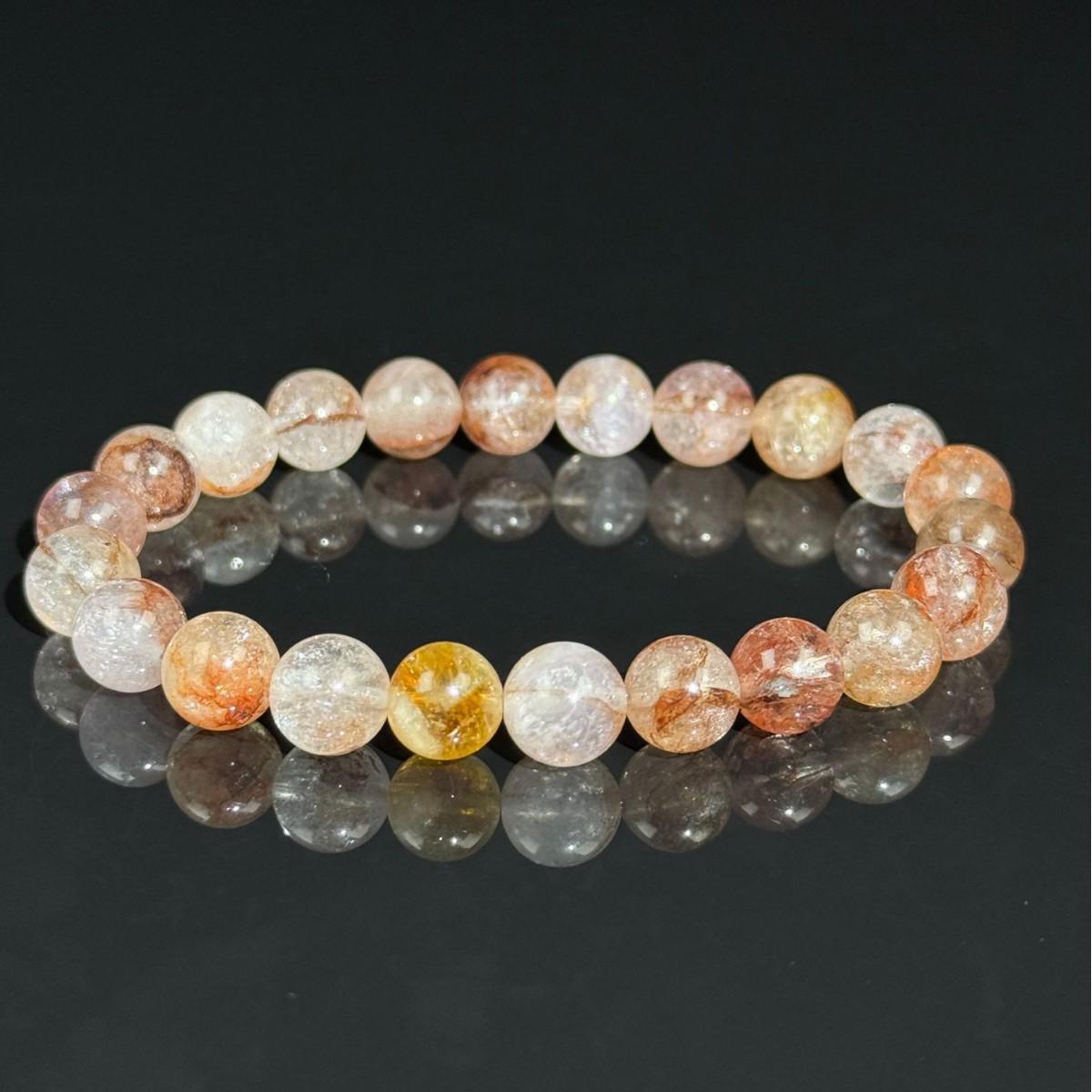 Premium Natural Red Rutilated Quartz Bracelet - Single Strand DIY Crystal Jewelry for Men and Women