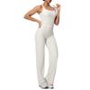 Solid Color Racerback Tank & High-Waist Wide-Leg Yoga Pants Set