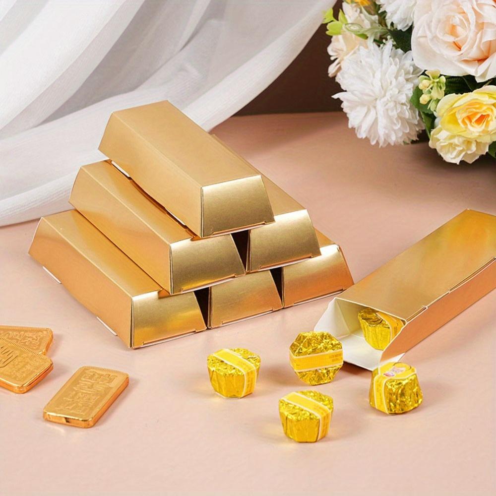 30 Stück Goldbarren Partygeschenkschachteln Papiergeschenkschachteln Simulierter Folien-Gold Leckerlischachteln Faltbare Geschenkverpackung Geschenkbox für Piraten-Casino Verpackungsbox