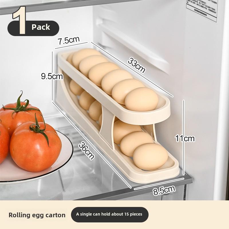 Kitchen Egg Storage Organization Tray Rolling Egg Dispenser Dual Layer Food Grade Plastic Egg Holder for Refrigerator Storage