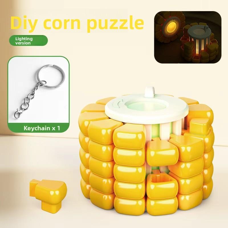 Kids 3D Printing Corn Magic Cube Stress Relieving Toys Tetris Jigsaw Puzzle Originality Becrypt Brain Burning Developmental Toys