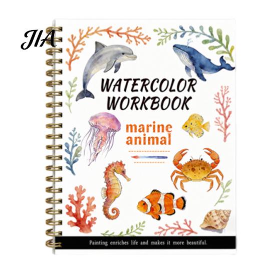 Nature Animal And Landmark Theme Watercolor Coloring Book, Clean Bright Patterns Design, Thick Educational Drawing Gift for Kids Paper Multi-theme