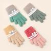 Cute rabbit stripes leak two fingers student writing thickened warm winter knitted wool gloves girl