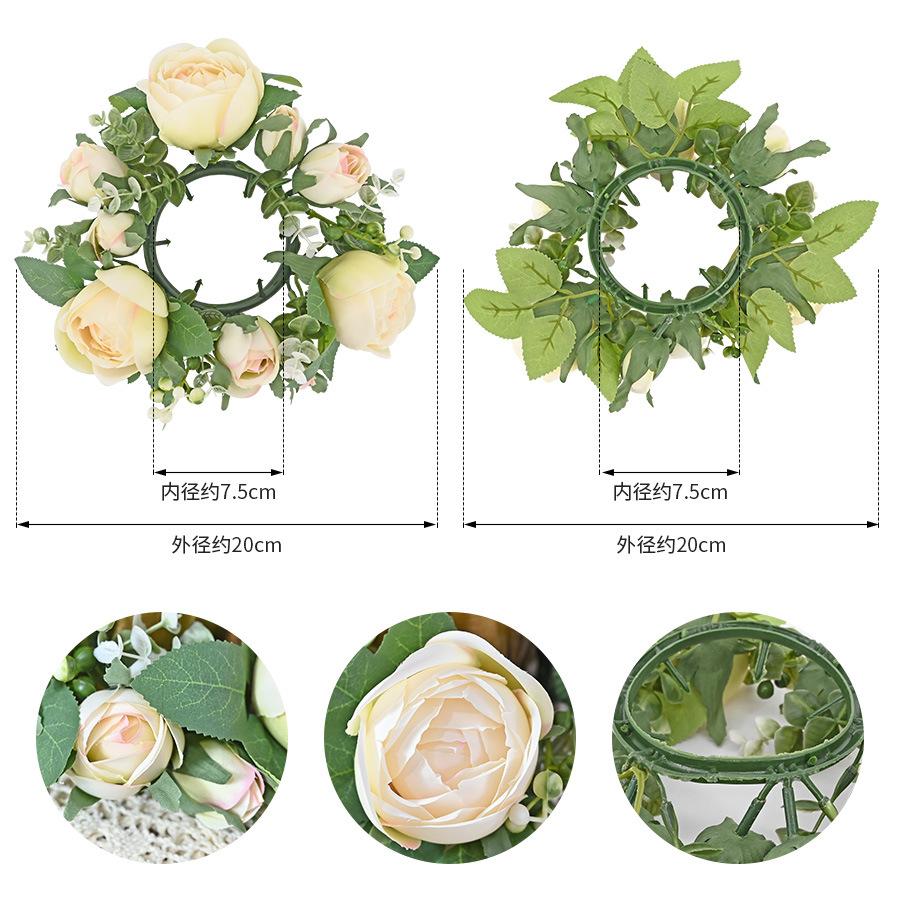 Candle Wreath Peony Wreath Valentine'S Day Rose Table Party Decoration Candlestick Wreath