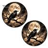 Decorative Window Privacy Film Halloween Raven Moon Static Glass Sticker, Removable Decals, Vintage Dark Retro Crow Decals PVC Waterproof Cling