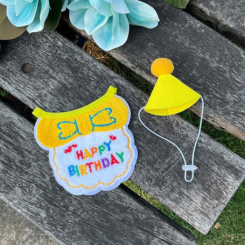 1set Mini Doggy Adjustable Bandana Scarf Lovely Pet Cat Dog Birth Bib and Party Hat Birthday Outfit Puppy Birthday Party Supply