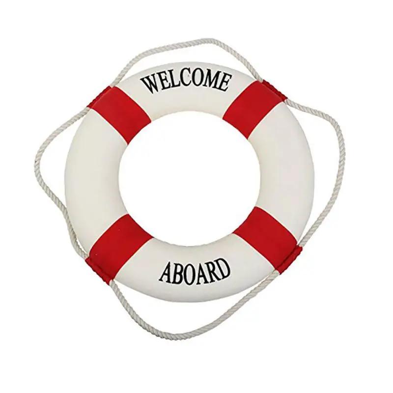 

Nautical Life Ring Buoy Welcome Aboard Cloth Decorative Home Wall Hanging Decor Ornament Mediterranean Style Home Decoration 14cm