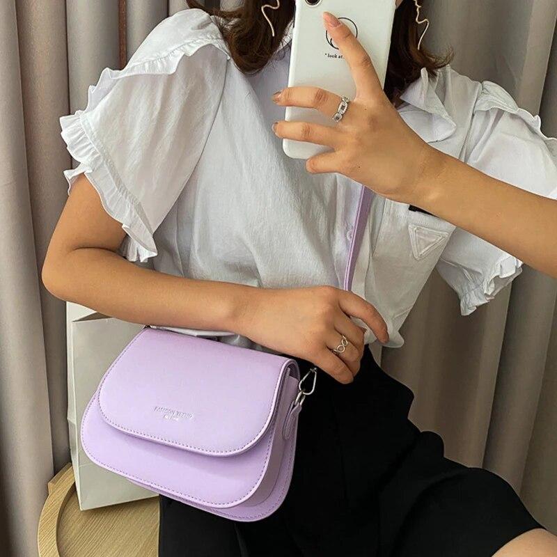 Women'S Crossbody Bag New Solid Color Fashionable Flipped Bag Retro Casual Simple Crossbody Bag Premium Durable