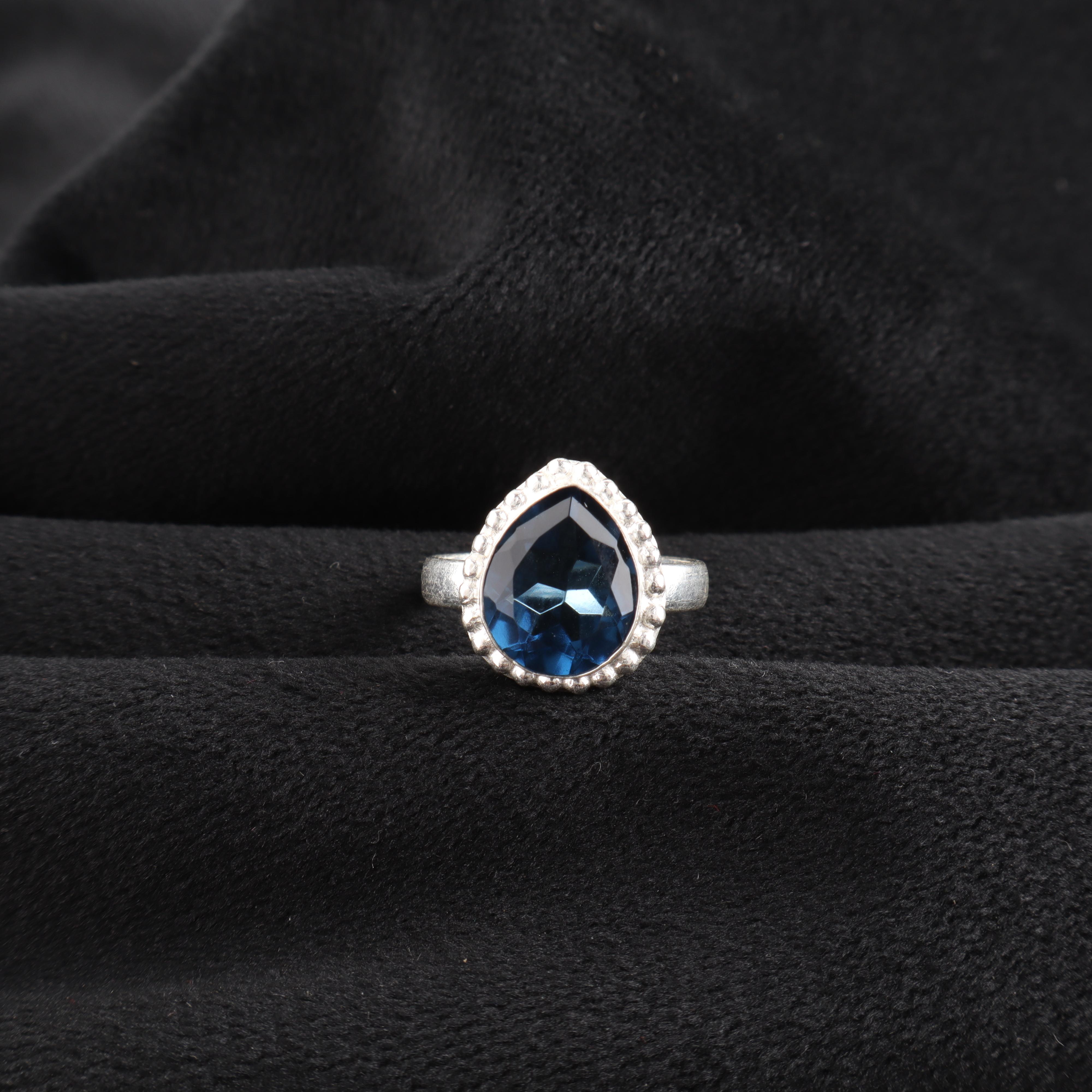 

Лондонский голубой топаз драгоценный камень 925 стерлинговое серебро ручной работы дизайнерские ювелирные изделия обручальное кольцо для косы RR-77-7 13