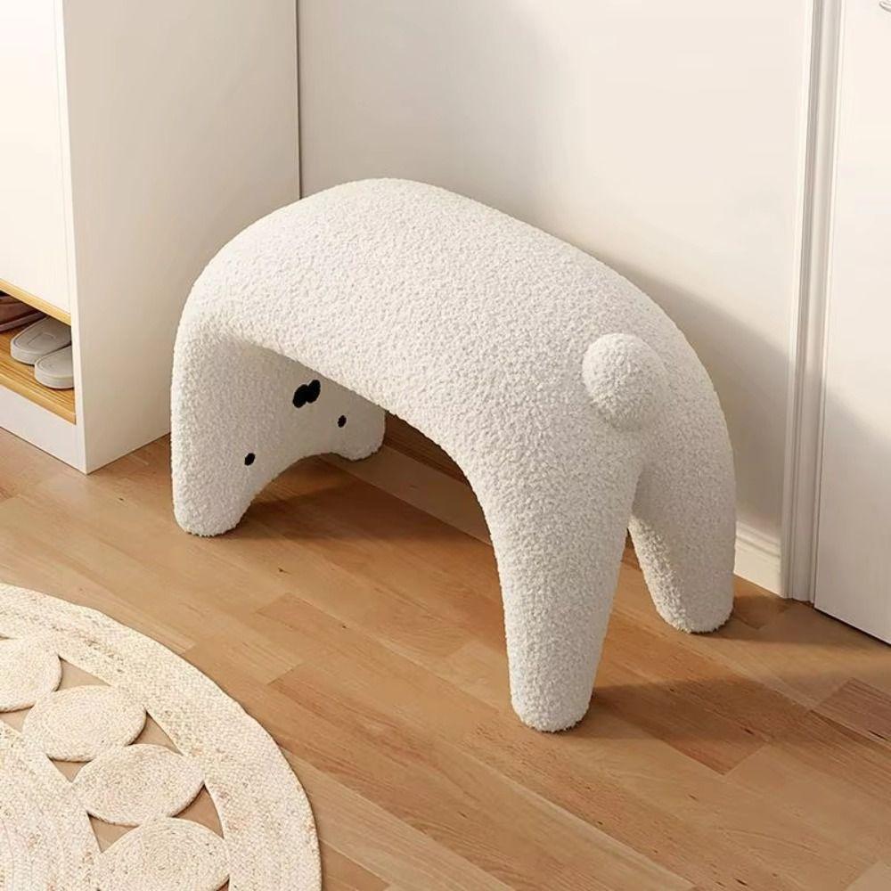 Small Stool Dressing Chair Plush Shoe Changing Stool Footrest Makeup Stool Entryway