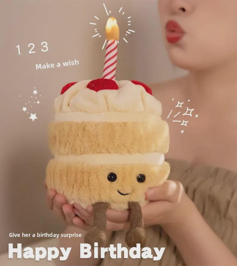 British Cute Animal Birthday Cake Plush Toy - Soft Doll Gift for Baby & Kids