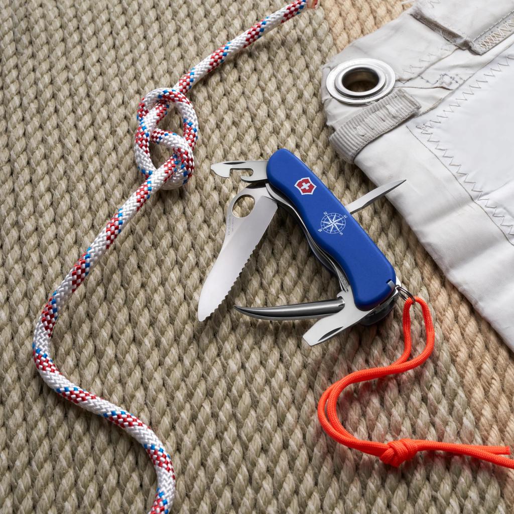 VICTORINOX Skipper Pro Blue Knife with Shackle and Marlin Spike with 12 Lanyard, Key, - Swiss-made Multi-tool Functions. [0.8503.2MW]