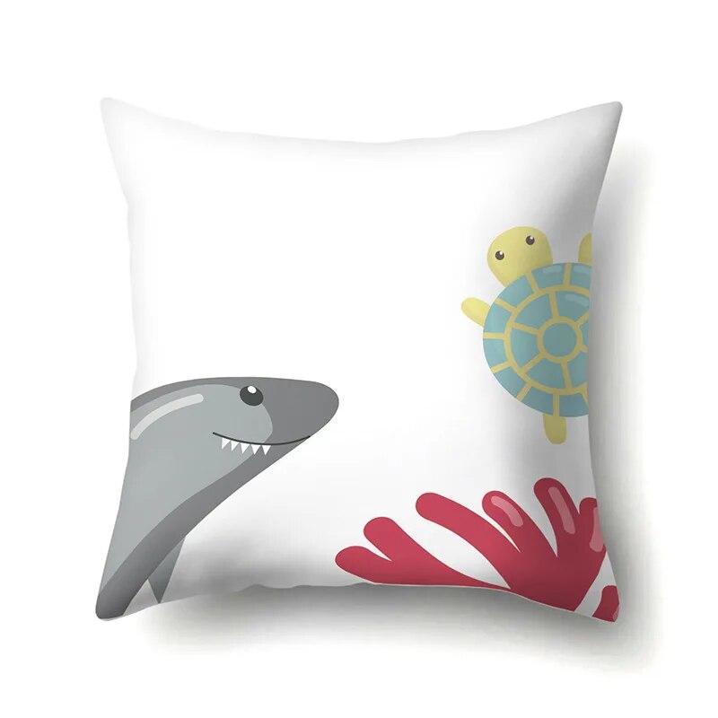 Ocean Pillowcase Car Lumbar Pillow  Cushion Sofa  Toon Pattern