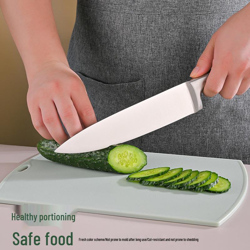 Dual-Sided Kitchen Cutting Board: Durable, Hangable Plastic Board for Meat, Fruits, and Cooked Food.